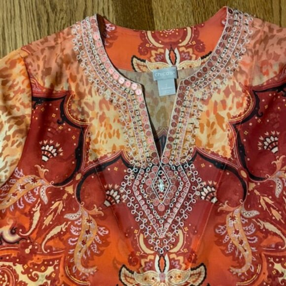NWOT Chico's Embellished Summer Tunic Top - Picture 4 of 6